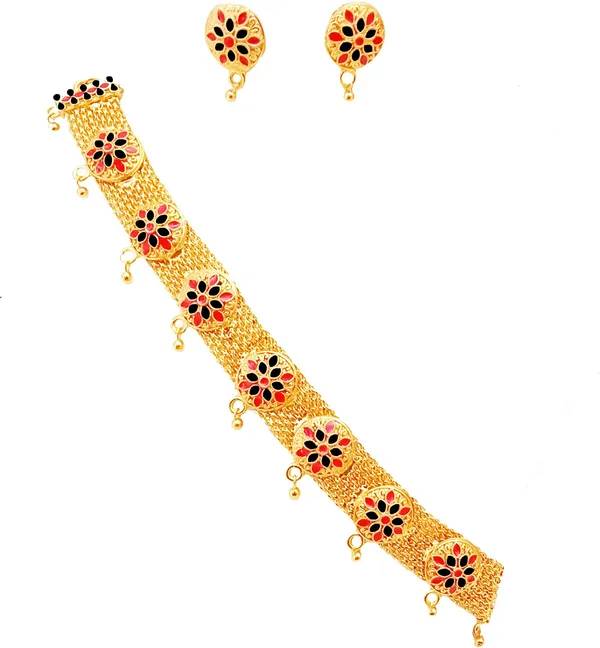 Assamese_Traditional_Red-Black_Colour_Golpata_Jewellery_Set_For_Women